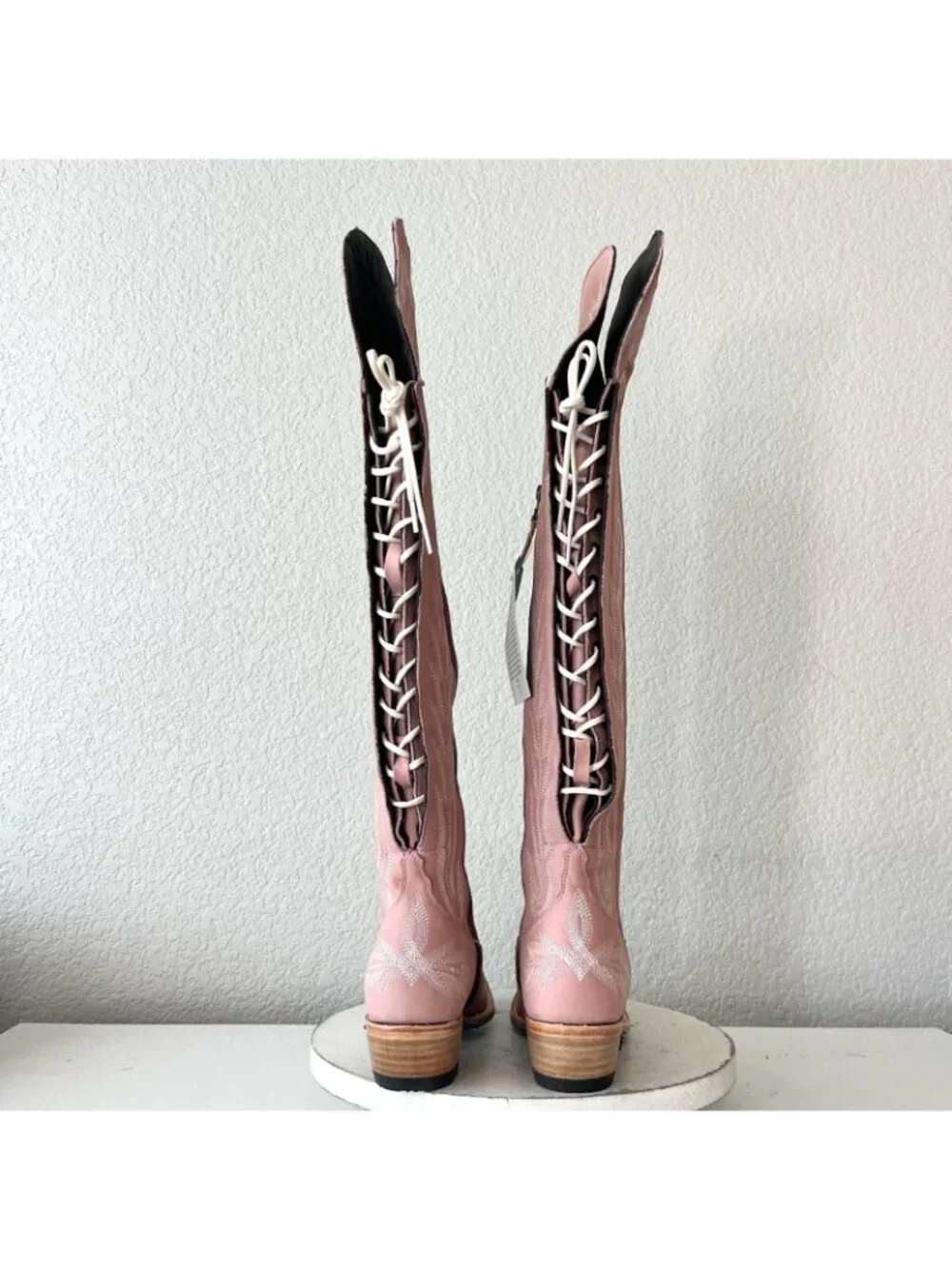 Lane LEXINGTON Over the Knee Pink Cowboy Boots Western Cowgirl Snip Toe Tall 7.5